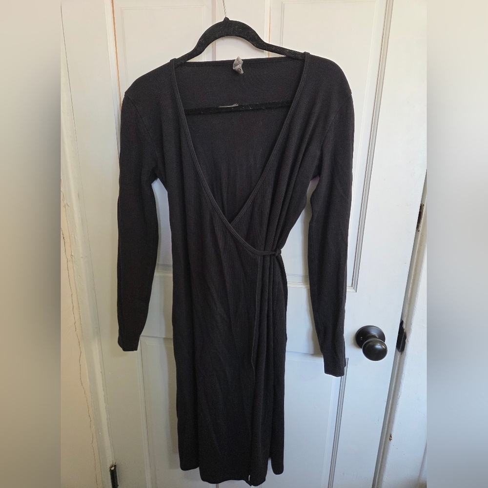 Women's Black Wrap Mini Dress